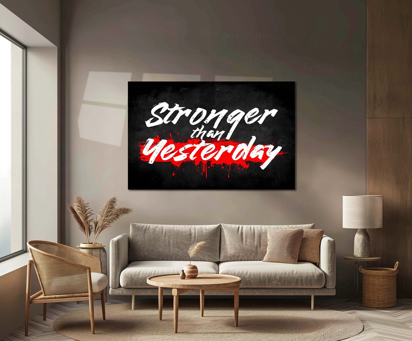 Quote Metal Poster | Stronger Than Yesterday Metal Poster | Gym Motivation Wall Art | Fitness Quote Metal Print