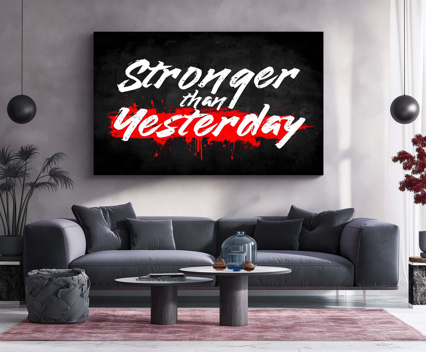 Quote Metal Poster | Stronger Than Yesterday Metal Poster | Gym Motivation Wall Art | Fitness Quote Metal Print