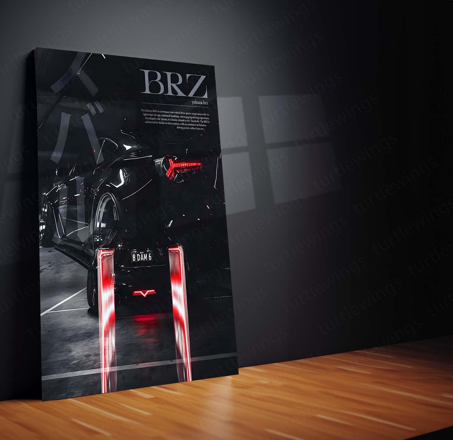 Subaru BRZ – Yakuza Edition | Night Drive JDM Metal Frame | Automotive Wall Art