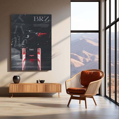 Subaru BRZ – Yakuza Edition | Night Drive JDM Metal Frame | Automotive Wall Art