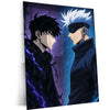 Anime Metal Poster | Sung Jin-Woo × Satoru Gojo Metal Poster | Shadow Monarch & Sorcerer Supreme Anime Wall Frame