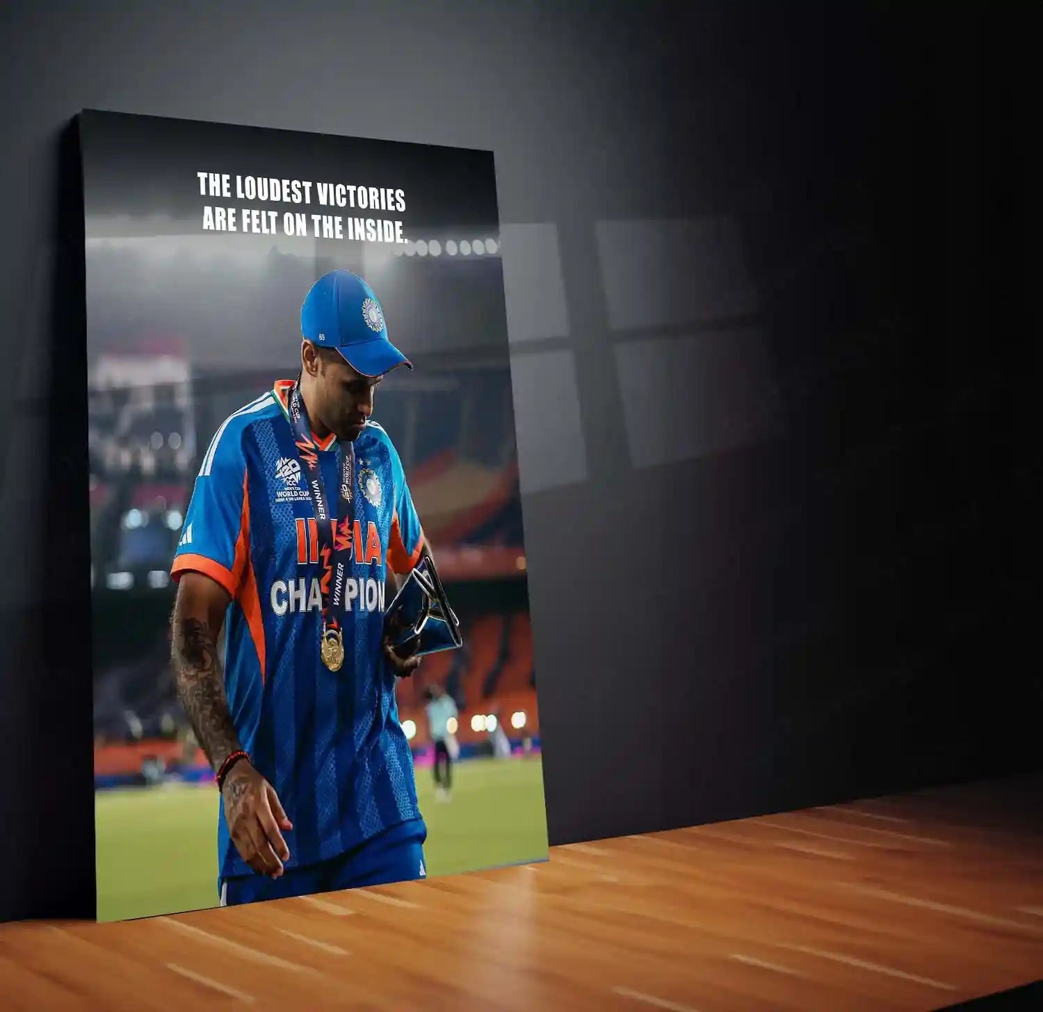 Cricket Metal Frame | Suryakumar Yadav – The Loudest Victories Are Felt On The Inside | ICC Men's T20 World Cup 2026 Metal Poster - TURTLEWINGS