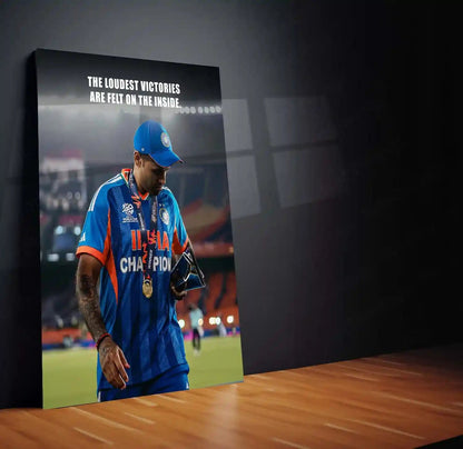 Cricket Metal Frame | Suryakumar Yadav – The Loudest Victories Are Felt On The Inside | ICC Men's T20 World Cup 2026 Metal Poster - TURTLEWINGS