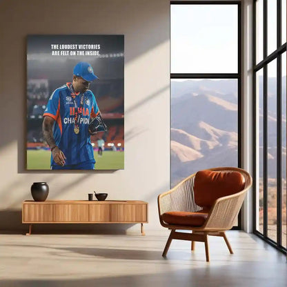 Cricket Metal Frame | Suryakumar Yadav – The Loudest Victories Are Felt On The Inside | ICC Men's T20 World Cup 2026 Metal Poster - TURTLEWINGS
