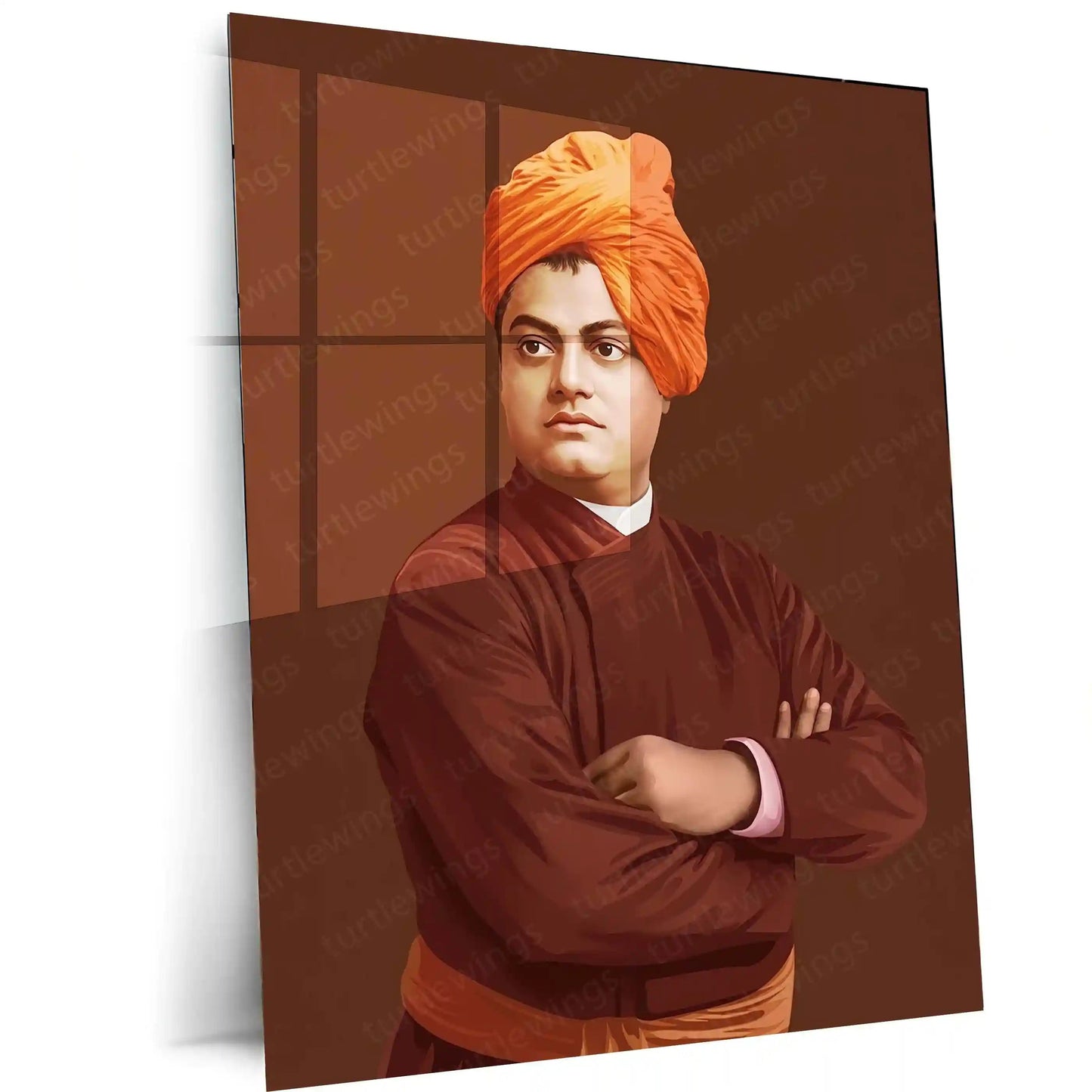 Spiritual Metal Poster | Swami Vivekananda | Strength, Vision & Fearless Spirit Wall Art - TURTLEWINGS 