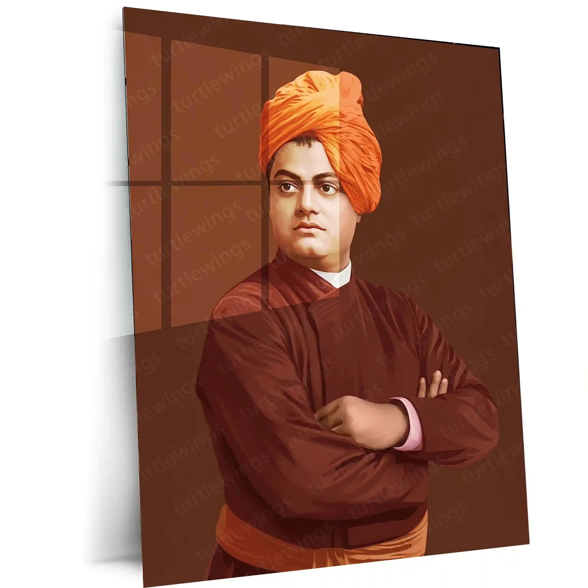Spiritual Metal Poster | Swami Vivekananda | Strength, Vision & Fearless Spirit Wall Art - TURTLEWINGS 