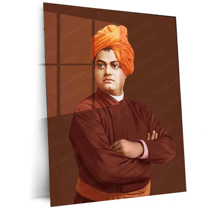 Spiritual Metal Poster | Swami Vivekananda | Strength, Vision & Fearless Spirit Wall Art - TURTLEWINGS 