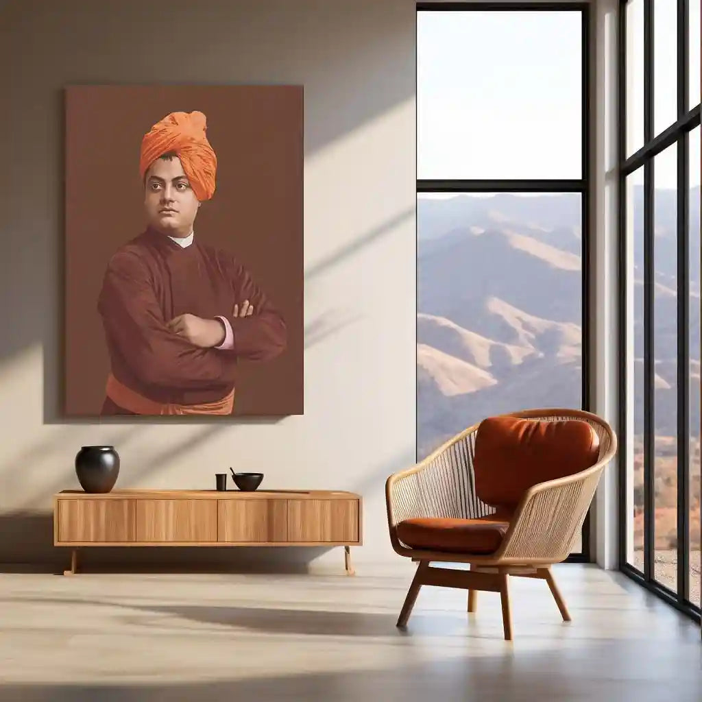 Spiritual Metal Poster | Swami Vivekananda | Strength, Vision & Fearless Spirit Wall Art - TURTLEWINGS 