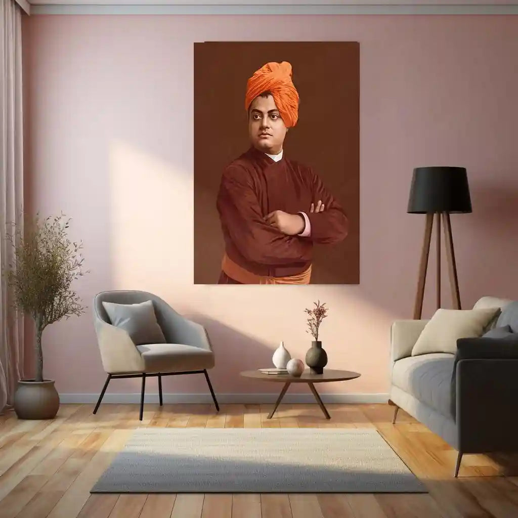 Spiritual Metal Poster | Swami Vivekananda | Strength, Vision & Fearless Spirit Wall Art - TURTLEWINGS 