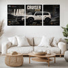 Car Metal Poster Set of 3 | Toyota Land Cruiser Adventure Icon Triptych Wall Art