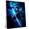 Anime Metal Poster | Demon Slayer Metal Poster | Tanjiro Kamado Water Breathing Wall Art | Epic Anime Swordsman Metal Frame