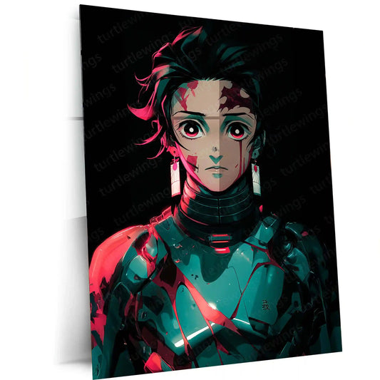 Anime Metal Poster | Tanjiro Kamado – Demon Slayer Metal Poster | Anime Wall Frame | Water Breathing Swordsman Art - TURTLEWINGS