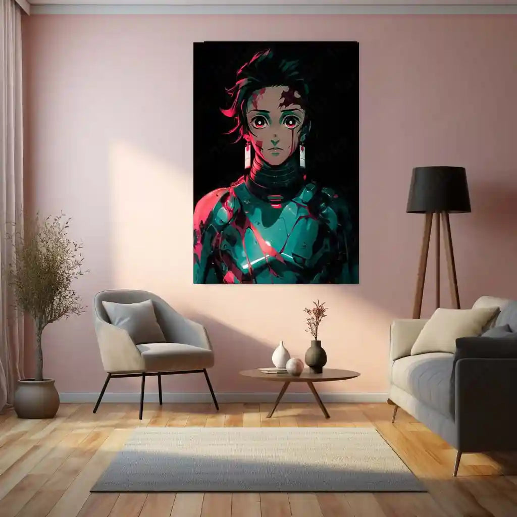 Anime Metal Poster | Tanjiro Kamado – Demon Slayer Metal Poster | Anime Wall Frame | Water Breathing Swordsman Art - TURTLEWINGS