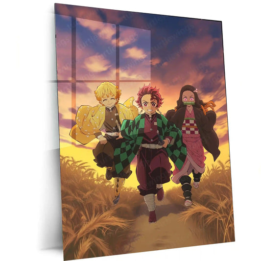 Anime Metal Poster | Tanjiro & Zenitsu Metal Poster – Demon Slayer Anime Wall Art - TURTLEWINGS