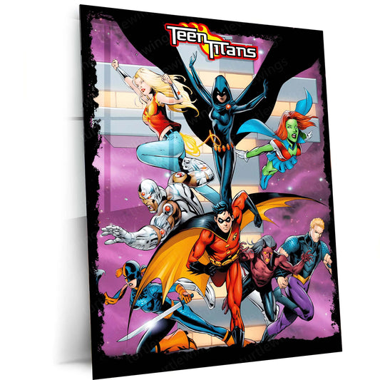 Teen Titans – Heroes United Metal Poster | DC Comics Wall Frame - TURTLEWINGS