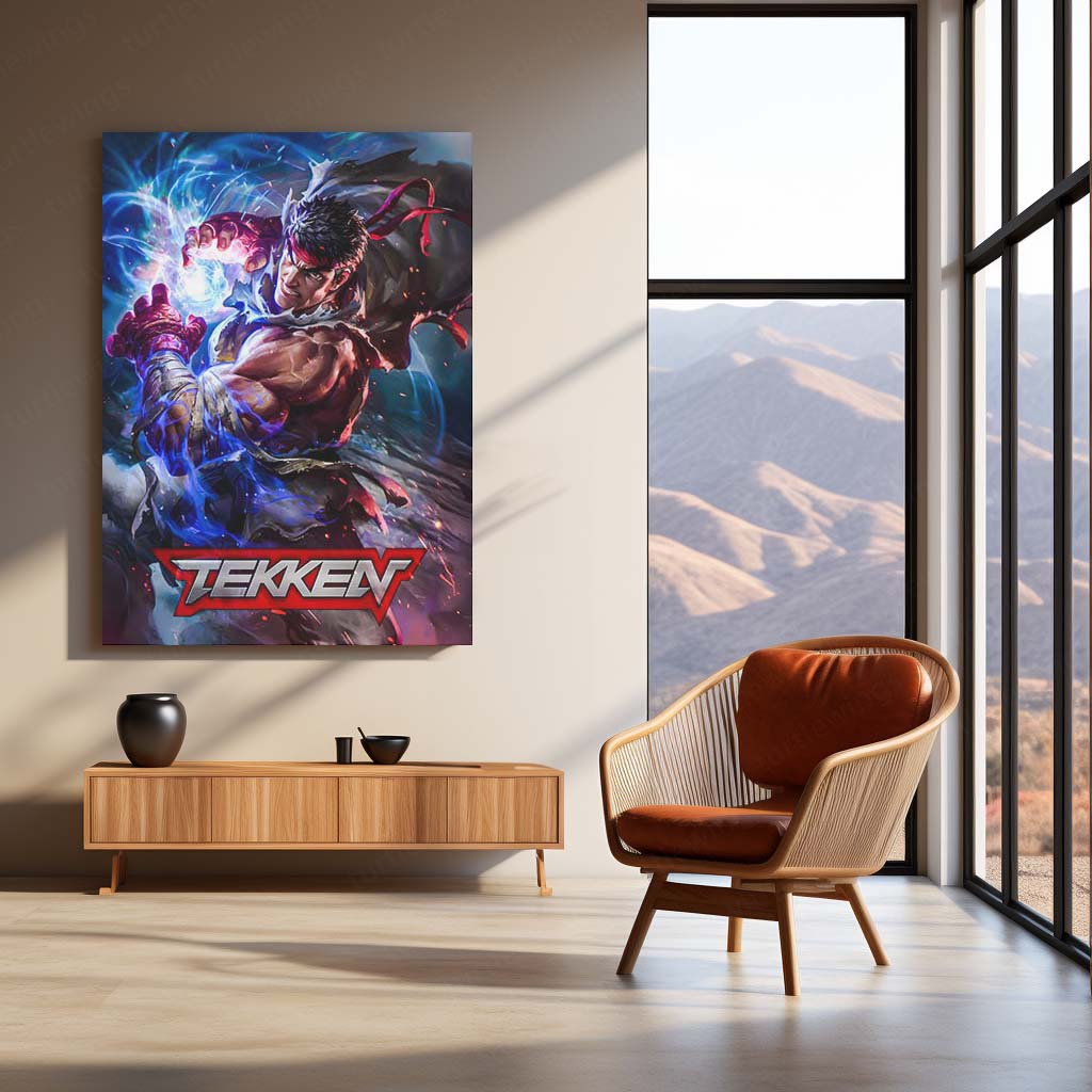 Game Metal poster | Tekken x Ryu – Power Unleashed Metal Frame