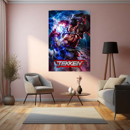 Game Metal poster | Tekken x Ryu – Power Unleashed Metal Frame