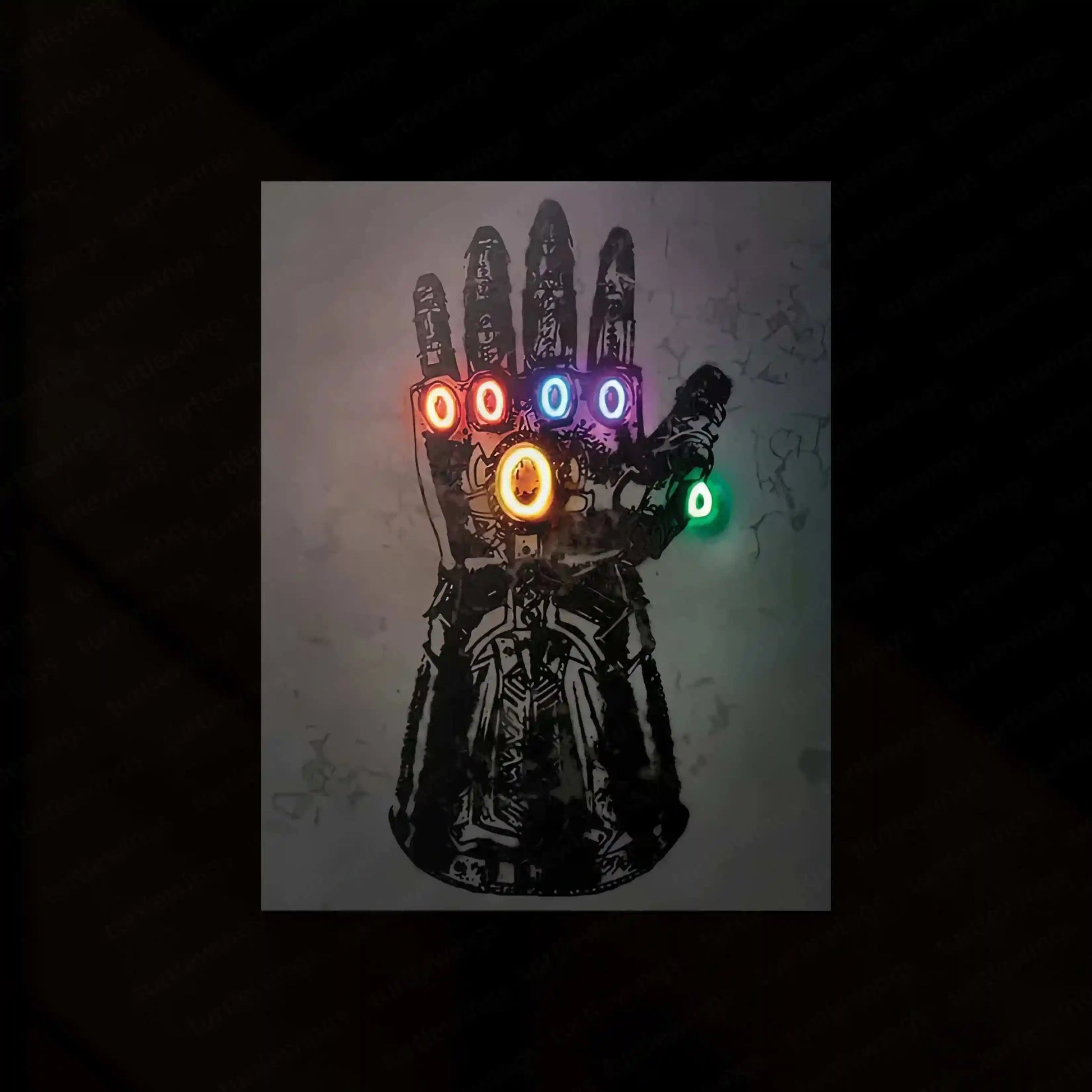 Thanos Infinity Gauntlet Neon LED Metal Poster â Marvel Villain Wall Art - TURTLEWINGS