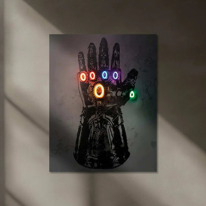 Thanos Infinity Gauntlet Neon LED Metal Poster â Marvel Villain Wall Art - TURTLEWINGS