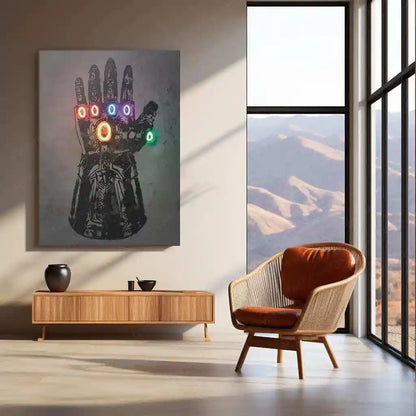 Thanos Infinity Gauntlet Neon LED Metal Poster â Marvel Villain Wall Art - TURTLEWINGS