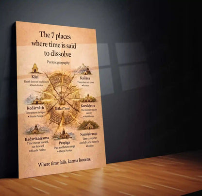 Spiritual Metal Poster |The 7 Places Where Time Is Said to Dissolve | Sacred Geography Wall Art | Spiritual Knowledge Metal Frame - TURTLEWINGS