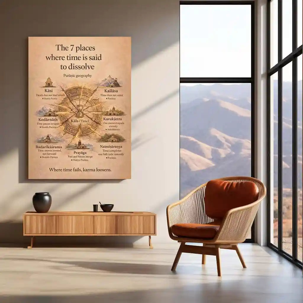 Spiritual Metal Poster |The 7 Places Where Time Is Said to Dissolve | Sacred Geography Wall Art | Spiritual Knowledge Metal Frame - TURTLEWINGS