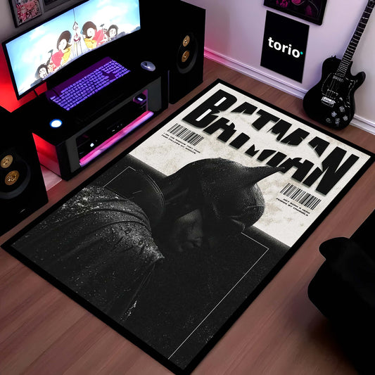 The Batman "Dark Knight" Area Flat Rug | Cinematic Vigilante Floor Mat | Moody Gothic Decor for Gaming Room, Home Theater & Superhero Enthusiast Spaces
