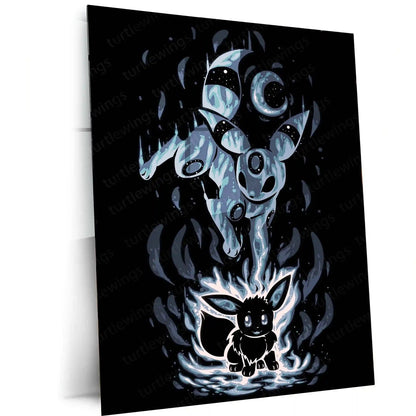 Anime Metal Poster | Pokemon The Dark Evolution Within | Shadow Awakening Metal Frame Inner Power & Transformation Anime Wall Art - TURTLEWINGS