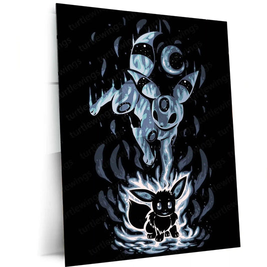 Anime Metal Poster | Pokemon The Dark Evolution Within | Shadow Awakening Metal Frame Inner Power & Transformation Anime Wall Art - TURTLEWINGS