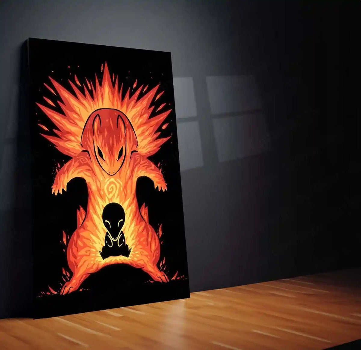 Anime Metal Poster | The Explosion Within | Pokemon Fire Evolution Energy Metal Frame Inner Flame, Power & Awakening Wall Art - TURTLEWINGS 