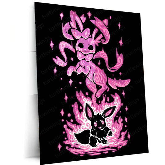 Anime Metal Poster | The Fairy Evolution Within | Pokemon Fairy Awakening Metal Frame Inner Light, Grace & Transformation Wall Art - TURTLEWINGS 
