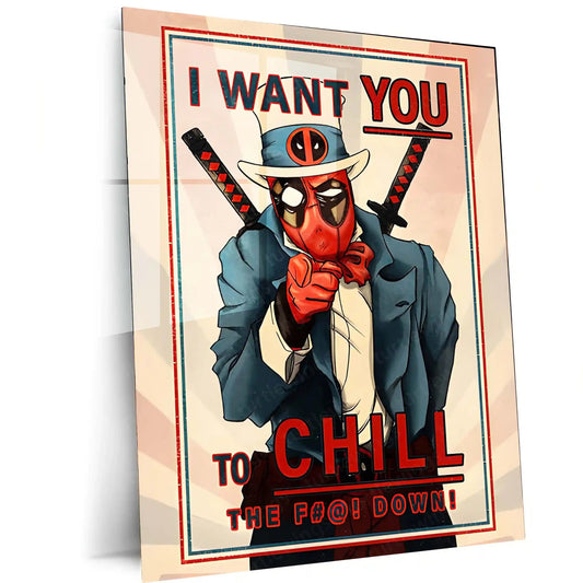 The Fall Down Deadpool – Chill Out Parody Art | Comic-Inspired Metal Frame Poster - TURTLEWINGS