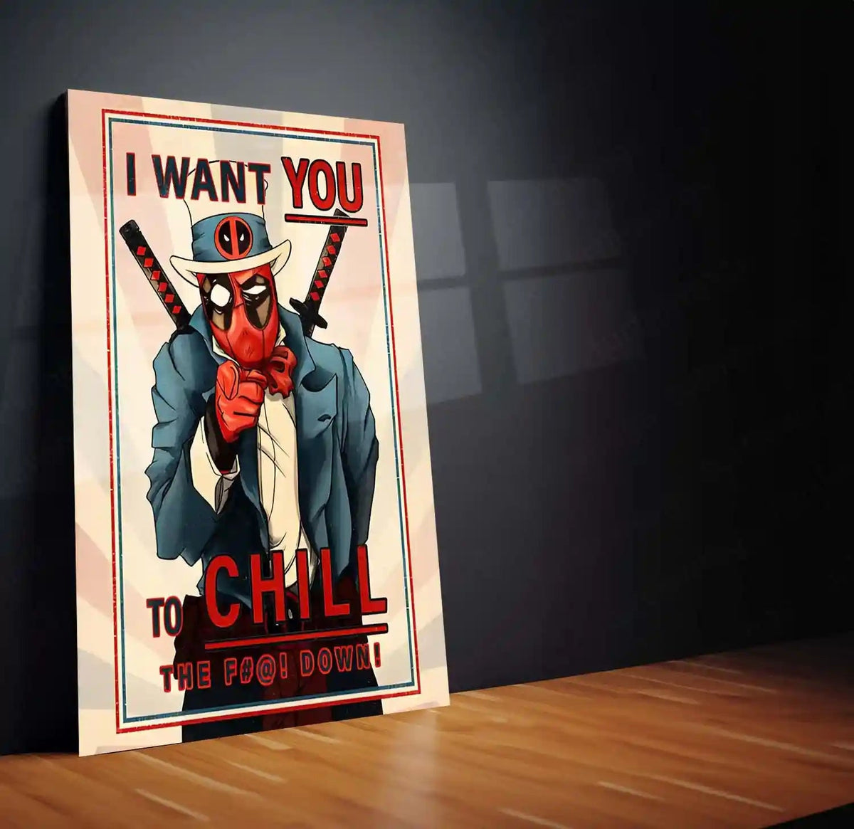 The Fall Down Deadpool – Chill Out Parody Art | Comic-Inspired Metal Frame Poster - TURTLEWINGS