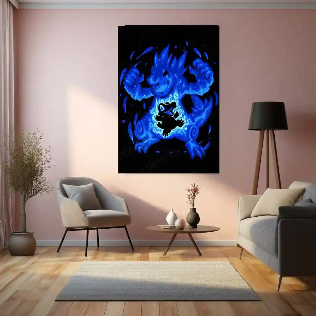 Anime Metal Poster | The Ferocious Water Within | Pokemon-Inspired Evolution Metal Frame Inner Power, Flow & Aquatic Awakening Wall Art - TURTLEWINGS 