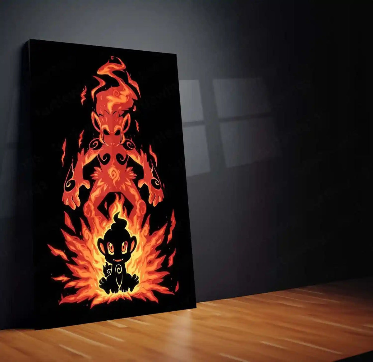 Anime Metal Poster | The Fire Ape Stance Within | Pokemon Evolution Flame Metal Frame Inner Power, Discipline & Blazing Awakening Wall Art - TURTLEWINGS 