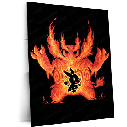 Anime Metal Poster | The Fire Boar Within | Pokemon Flame Evolution Metal Frame Inner Rage, Power & Unstoppable Will Wall Art - TURTLEWINGS 