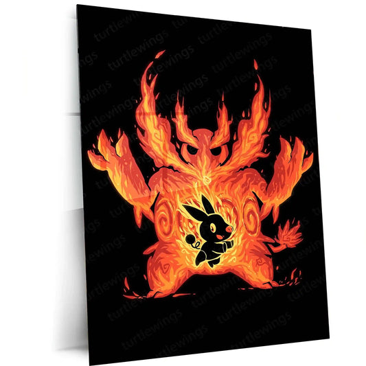 Anime Metal Poster | The Fire Boar Within | Pokemon Flame Evolution Metal Frame Inner Rage, Power & Unstoppable Will Wall Art - TURTLEWINGS 