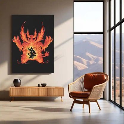 Anime Metal Poster | The Fire Boar Within | Pokemon Flame Evolution Metal Frame Inner Rage, Power & Unstoppable Will Wall Art - TURTLEWINGS 