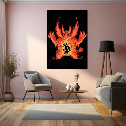 Anime Metal Poster | The Fire Boar Within | Pokemon Flame Evolution Metal Frame Inner Rage, Power & Unstoppable Will Wall Art - TURTLEWINGS 