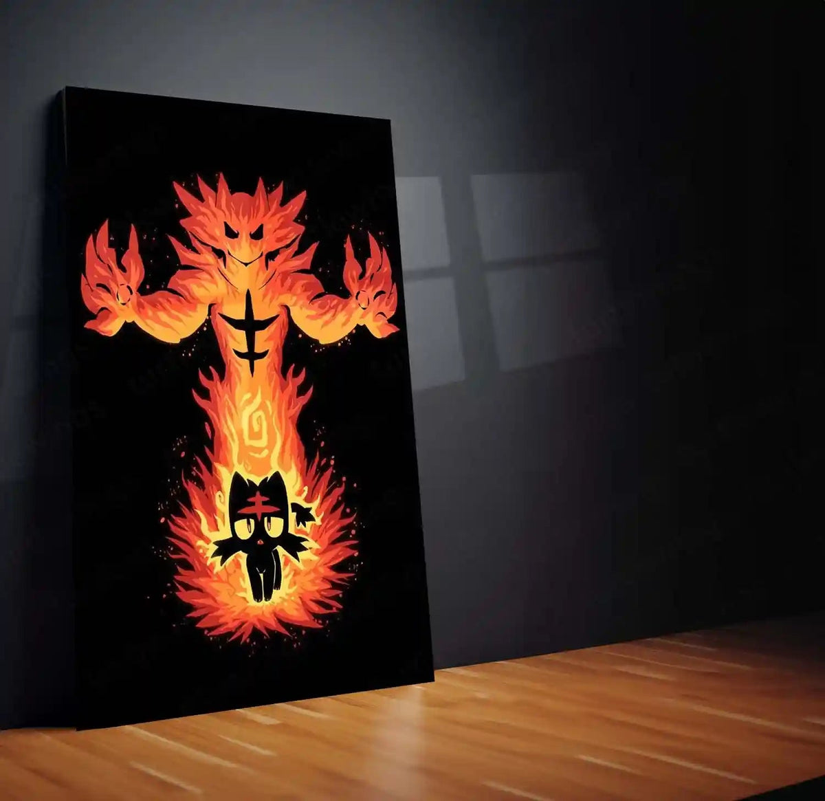 Anime Metal Poster | The Fire Cat Within | Pokemon Flame Awakening Metal Frame Inner Power, Blaze & Evolution Wall Art - TURTLEWINGS 