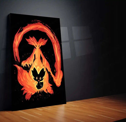 Anime Metal Poster | The Fire Mage Within | Pokemon Evolution Flame Metal Frame Inner Mastery, Arcane Fire & Awakening Wall Art - TURTLEWINGS 