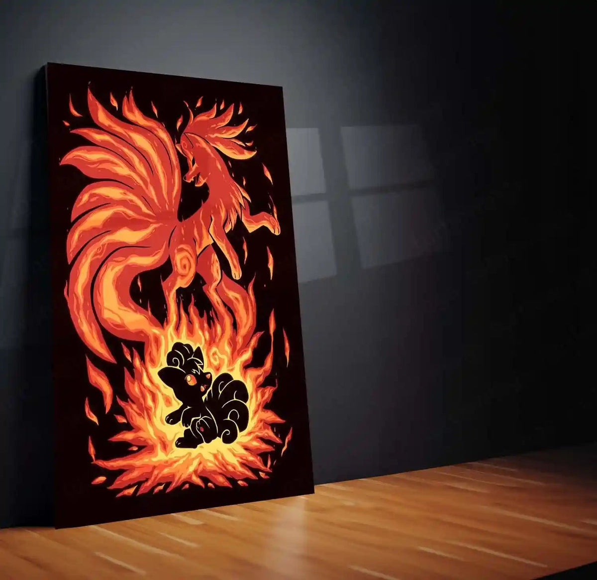 Anime Metal Poster | The Flame-Tailed Fox Within | Pokemon Evolution Spirit Metal Frame Inner Fire, Mystic Flames & Awakening Wall Art - TURTLEWINGS 