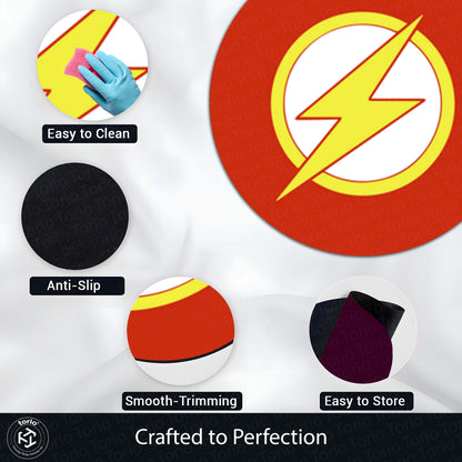 The Flash Logo Round Flat Rug | DC Superhero Floor Mat | Anti-Slip 3 mm Absorbent Circle Flat Rug for Bedroom, Gaming Room & Comic Fans