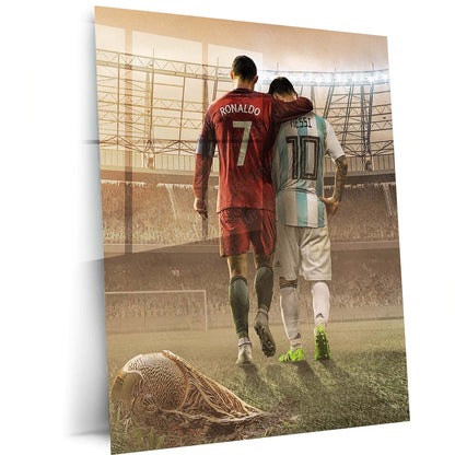 The GOATs Metal Poster | Ronaldo & Messi Legendary Football Wall Art  Football Legends Tribute Metal Frame | Greatest Rivalry in Sports History