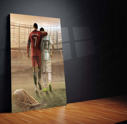 The GOATs Metal Poster | Ronaldo & Messi Legendary Football Wall Art  Football Legends Tribute Metal Frame | Greatest Rivalry in Sports History
