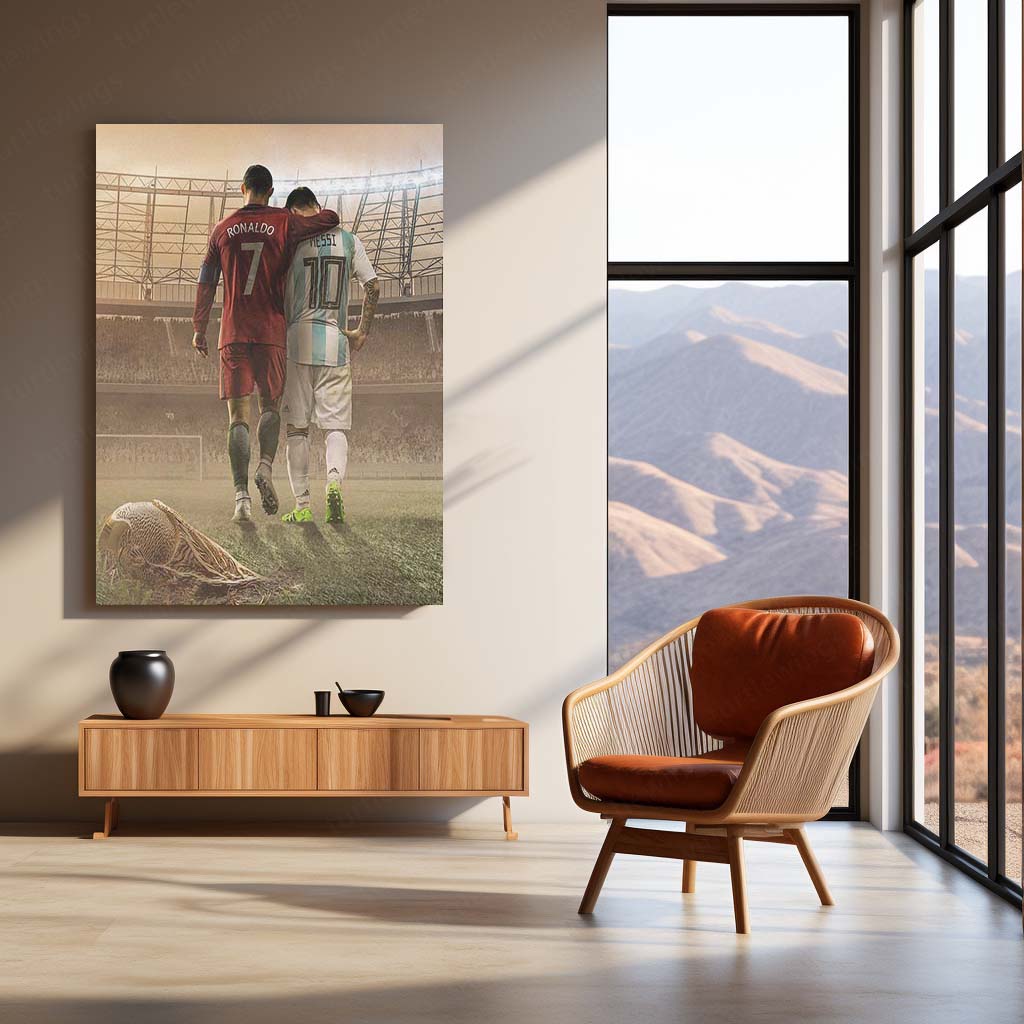 The GOATs Metal Poster | Ronaldo & Messi Legendary Football Wall Art  Football Legends Tribute Metal Frame | Greatest Rivalry in Sports History