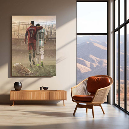 The GOATs Metal Poster | Ronaldo & Messi Legendary Football Wall Art  Football Legends Tribute Metal Frame | Greatest Rivalry in Sports History