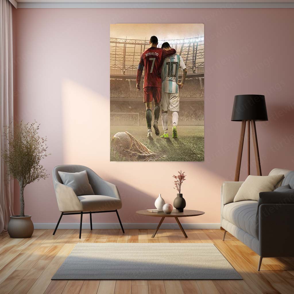 The GOATs Metal Poster | Ronaldo & Messi Legendary Football Wall Art  Football Legends Tribute Metal Frame | Greatest Rivalry in Sports History