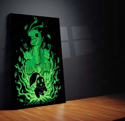 Anime Metal Poster | The Grass Flower Within | Pokemon Nature Evolution Metal Frame Growth, Renewal & Inner Bloom Wall Art - TURTLEWINGS 