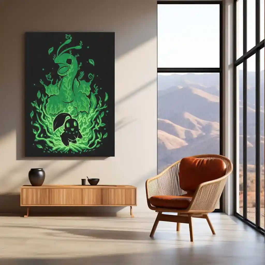 Anime Metal Poster | The Grass Flower Within | Pokemon Nature Evolution Metal Frame Growth, Renewal & Inner Bloom Wall Art - TURTLEWINGS 